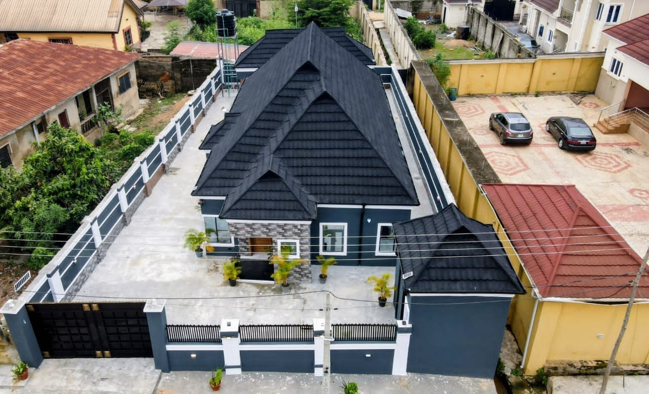 Aerial view of a completed TCMS residence in Ibadan